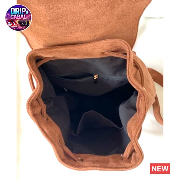 Faux Suede Mini Backpack Shoulder Bag Crossbody Flap Top Daypack Travel Purse main image 4